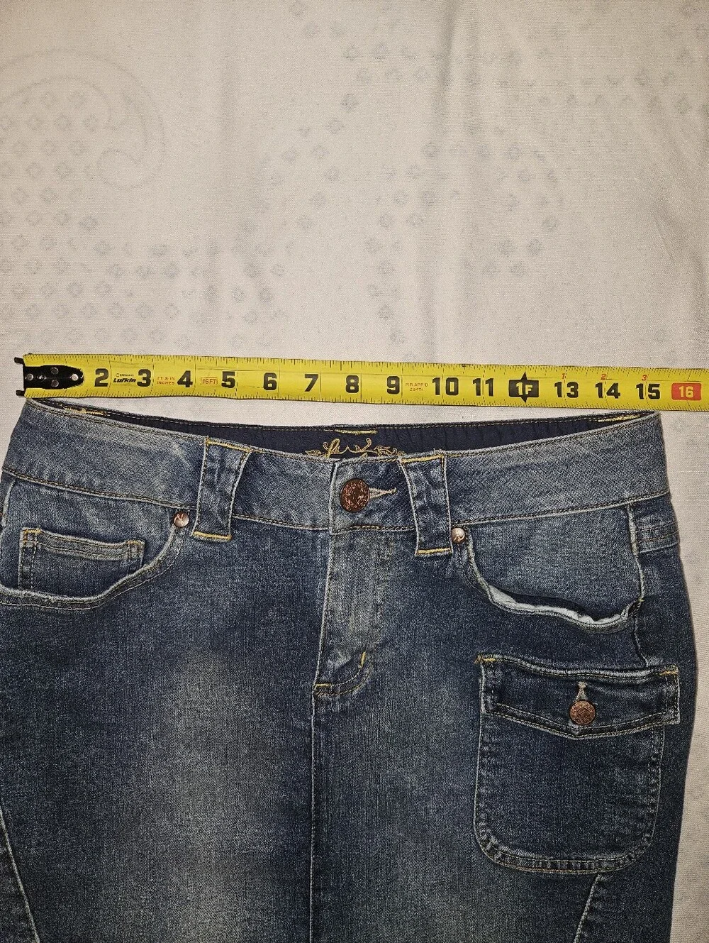 lola Blue Denim Pencil Skirt with Pocket Flap